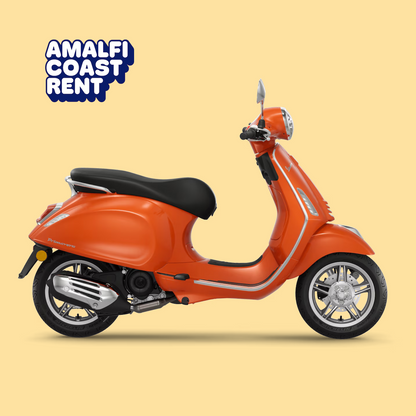 Vespa Primavera Orange, Amalfi Coast Rent